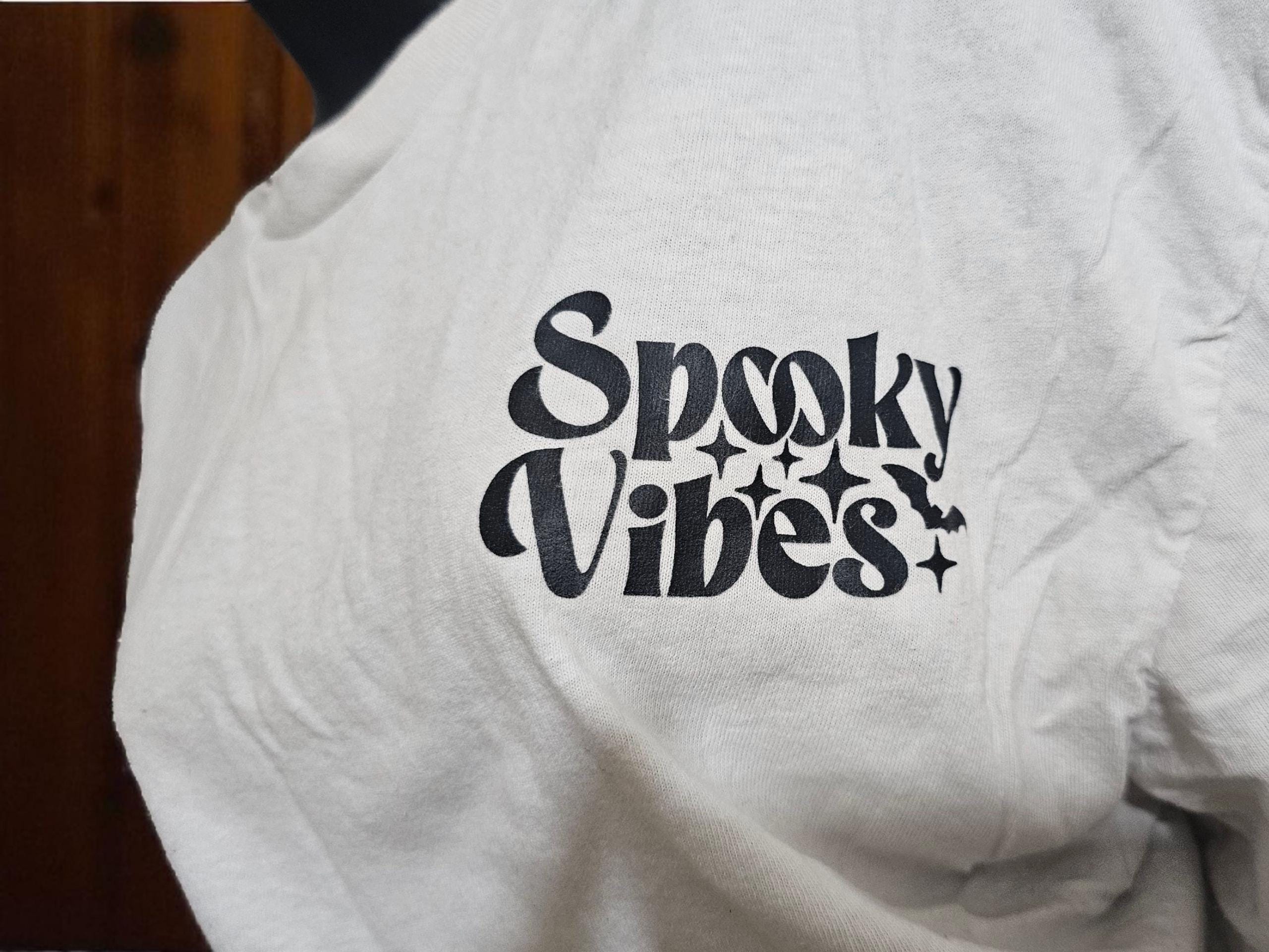 Spooky Vibes Long Sleeve Front and Back Graphic Tshirt
