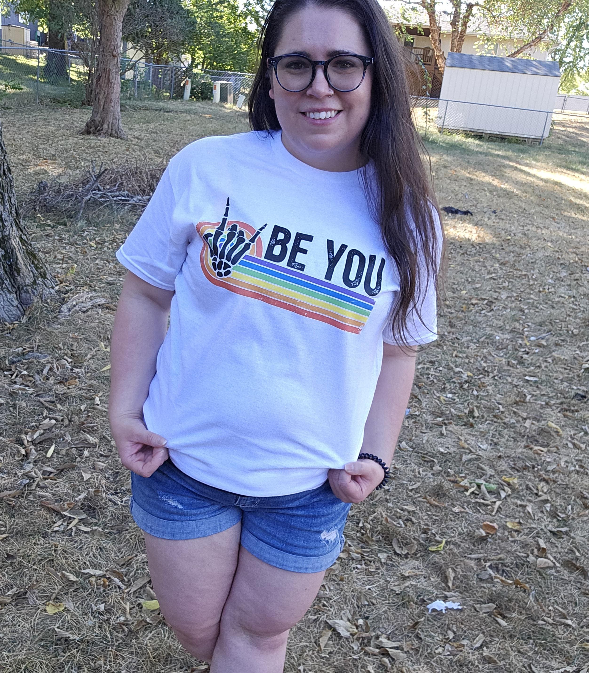 Be You Rainbow 🌈Skeleton Hand White Tshirt