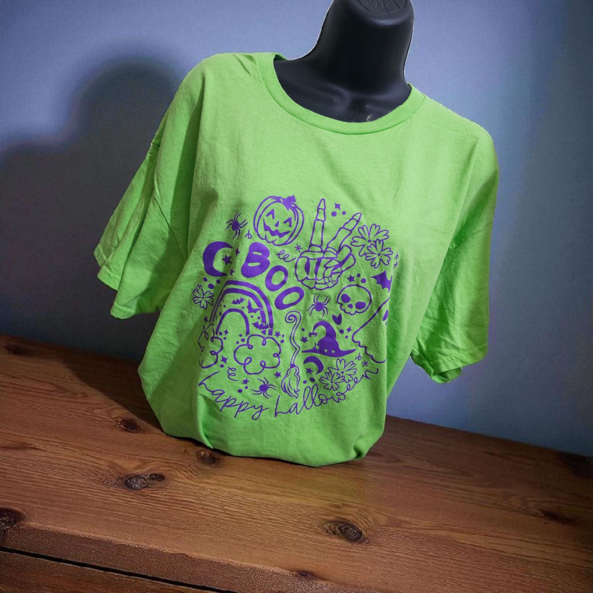 BOO and Happy Halloween Tee--- Spooky and Cute Tee