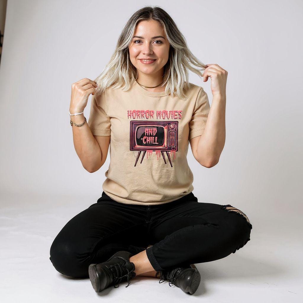 Scream and Stream Horror Movies and Chill Graphic Tee