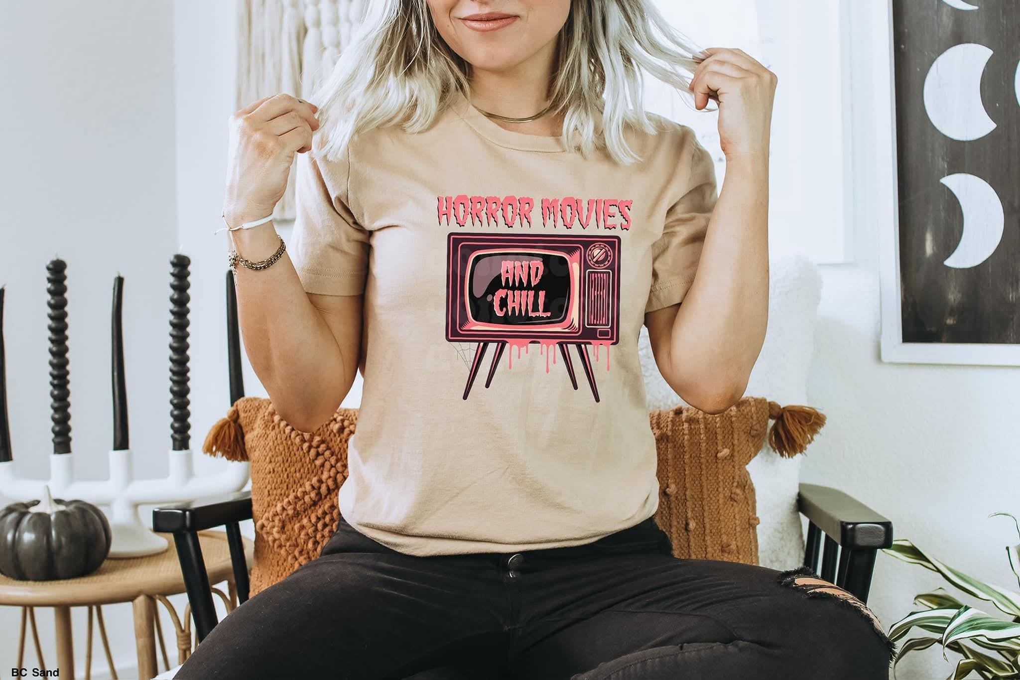 Scream and Stream Horror Movies and Chill Graphic Tee
