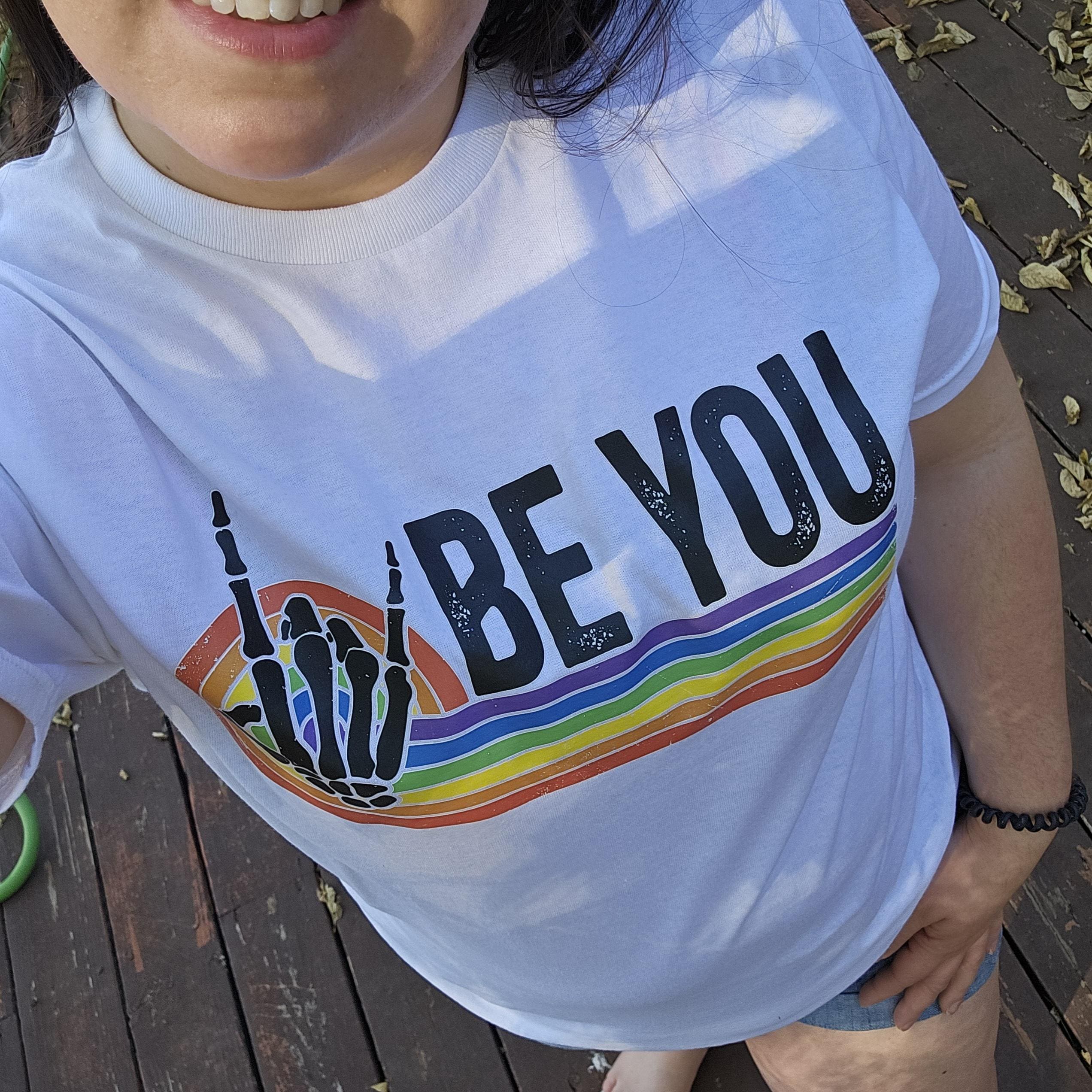 Be You Rainbow 🌈Skeleton Hand White Tshirt
