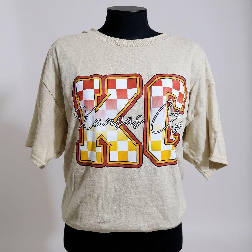 KC Checkered Script Tee* Kansas City* Bold Boho Style