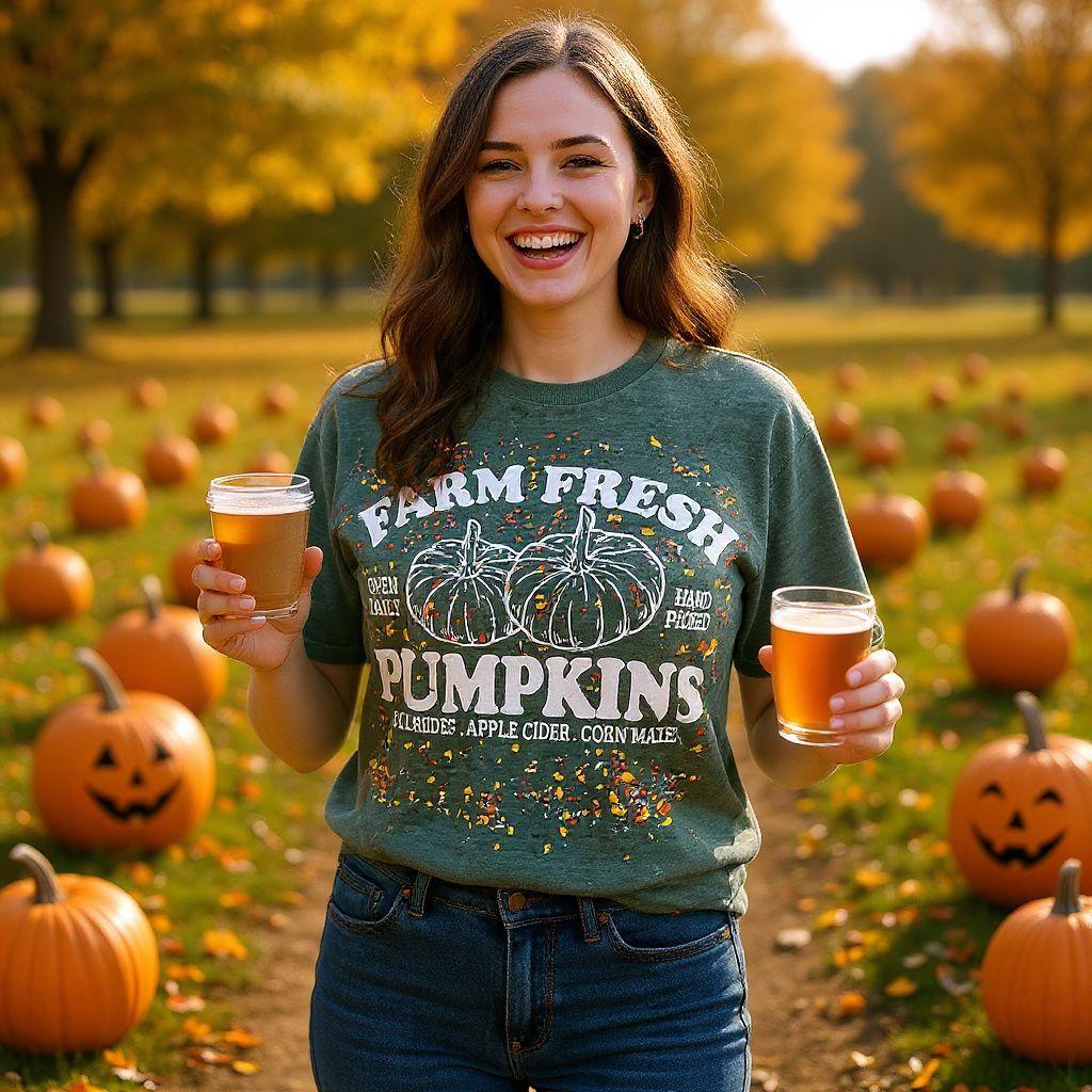Farm Freah Pumpkins Tee  **Splatter Green Graphic Tshirt**