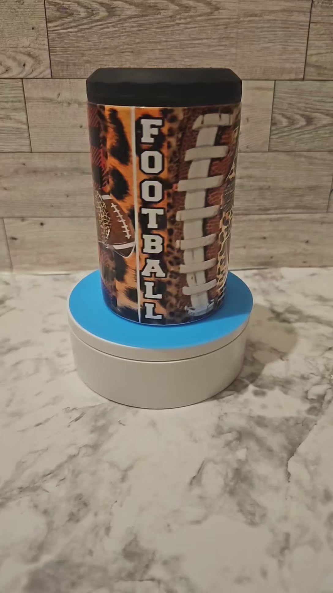 Wild Game Day Can Holder – Leopard Print Football Vibes