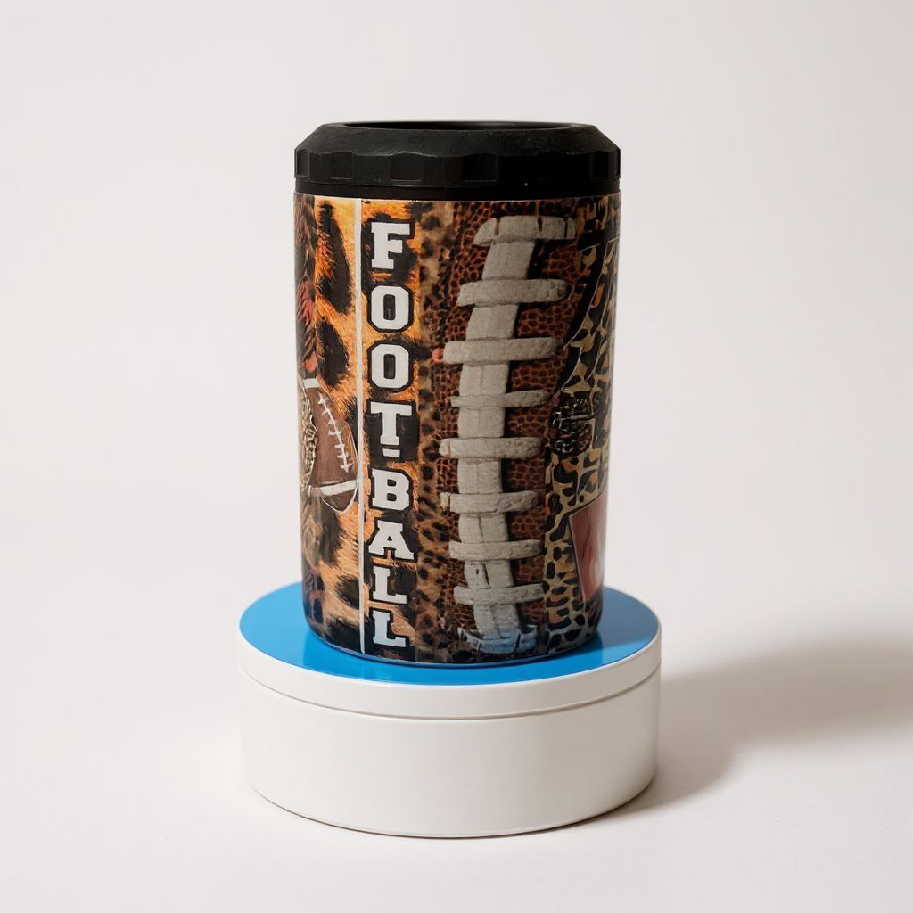 Wild Game Day Can Holder – Leopard Print Football Vibes