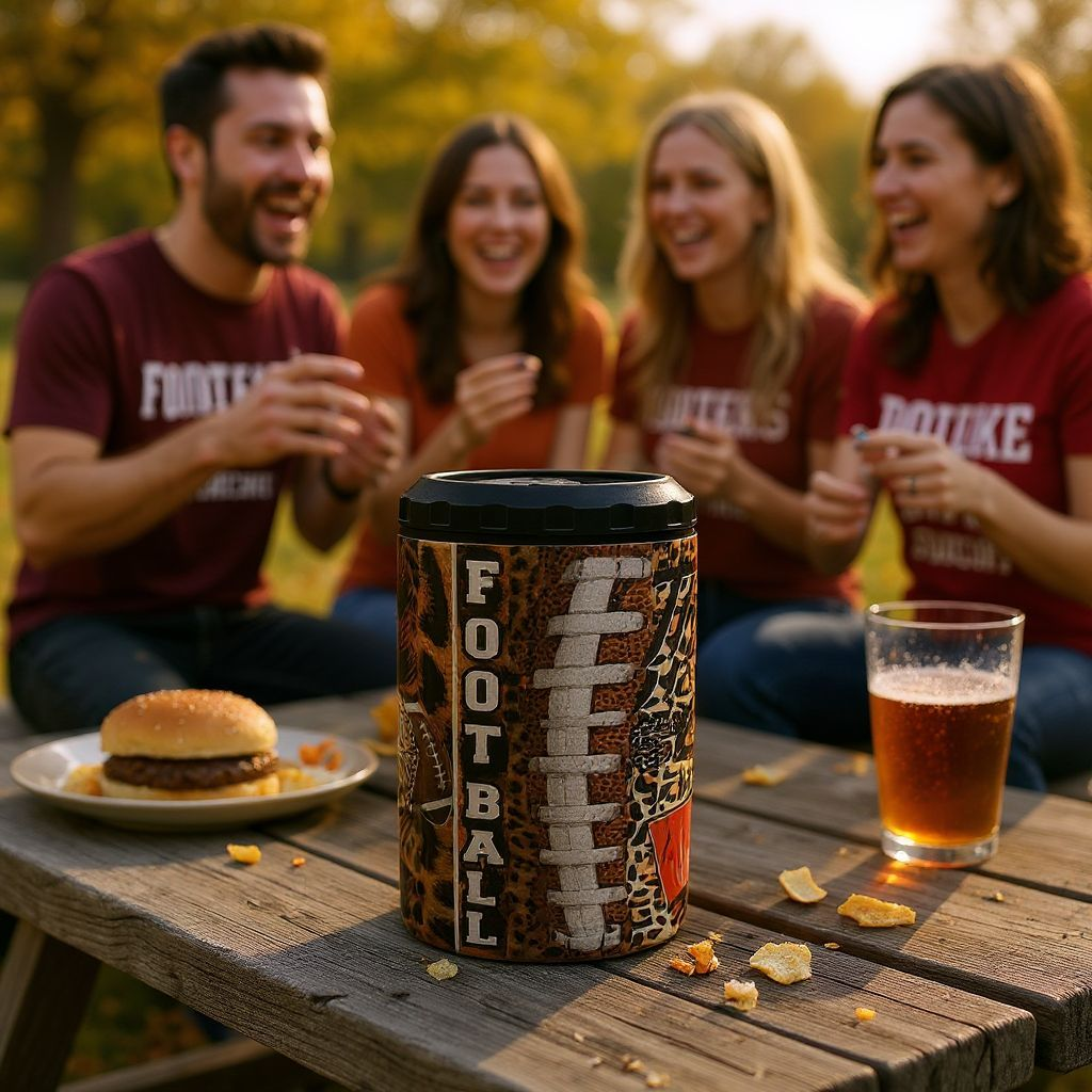 Wild Game Day Can Holder – Leopard Print Football Vibes